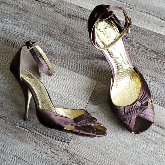 Sam Edelman Silky Brown Peep Toe Heels